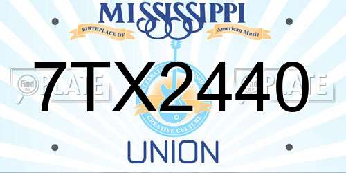 7TX2440 Mississippi License Plate