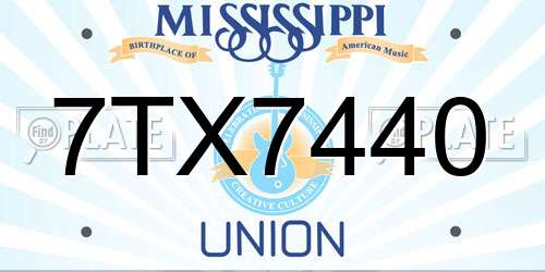 7TX7440 Mississippi License Plate