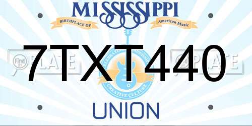 7TXT440 Mississippi License Plate