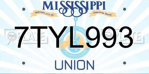 7TYL993 Mississippi License Plate