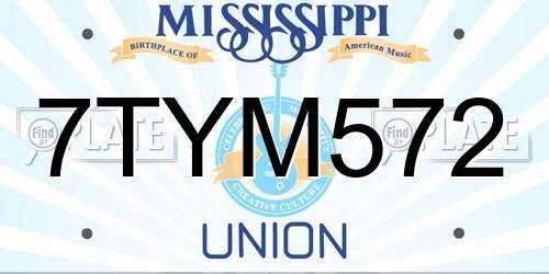 7TYM572 Mississippi License Plate