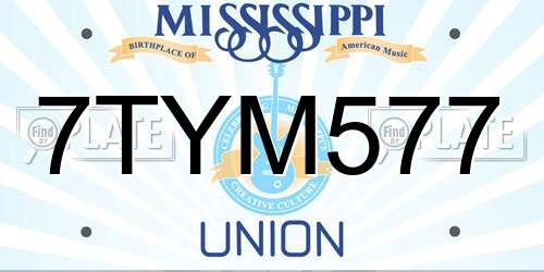 7TYM577 Mississippi License Plate