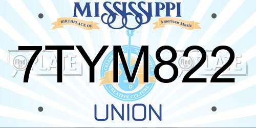 7TYM822 Mississippi License Plate