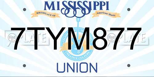 7TYM877 Mississippi License Plate