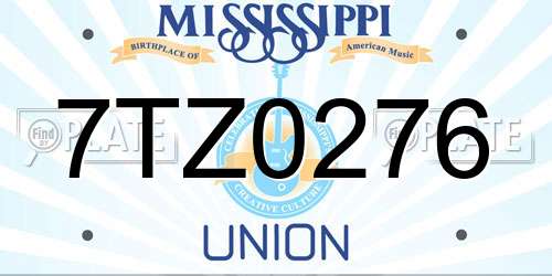 7TZ0276 Mississippi License Plate