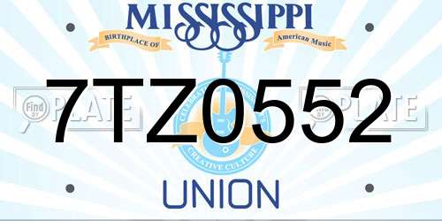7TZ0552 Mississippi License Plate