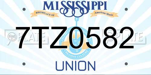 7TZ0582 Mississippi License Plate