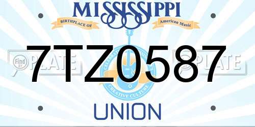 7TZ0587 Mississippi License Plate