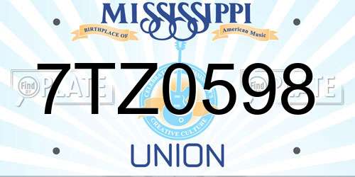 7TZ0598 Mississippi License Plate
