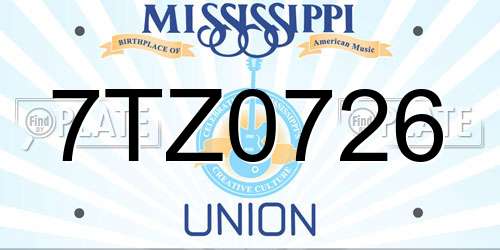 7TZ0726 Mississippi License Plate