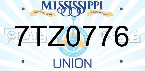 7TZ0776 Mississippi License Plate