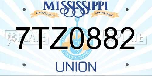 7TZ0882 Mississippi License Plate