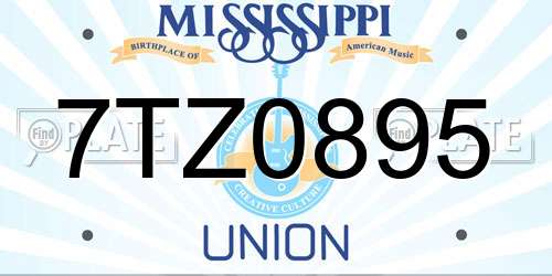 7TZ0895 Mississippi License Plate
