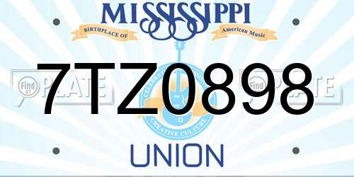 7TZ0898 Mississippi License Plate