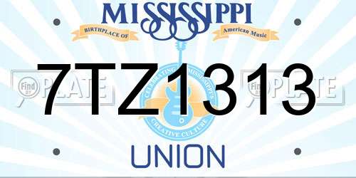 7TZ1313 Mississippi License Plate