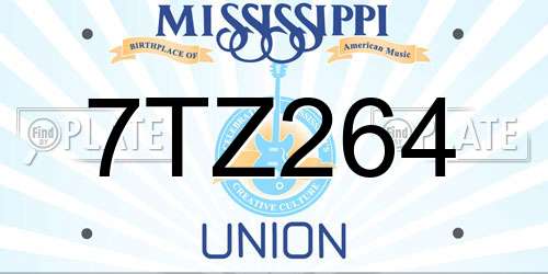7TZ264 Mississippi License Plate