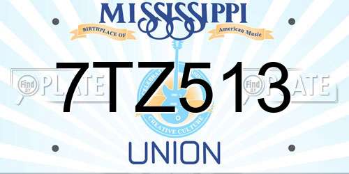 7TZ513 Mississippi License Plate