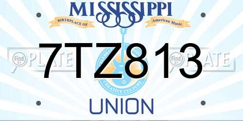 7TZ813 Mississippi License Plate