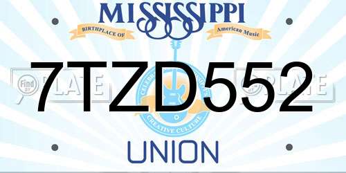 7TZD552 Mississippi License Plate