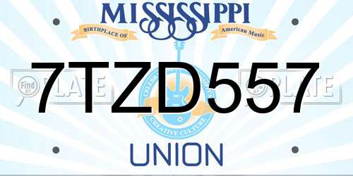7TZD557 Mississippi License Plate