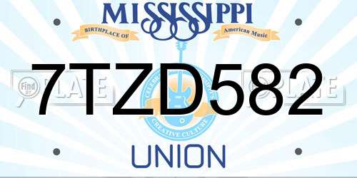 7TZD582 Mississippi License Plate