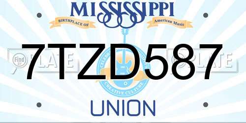 7TZD587 Mississippi License Plate