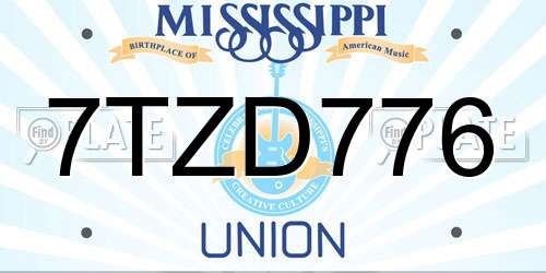 7TZD776 Mississippi License Plate