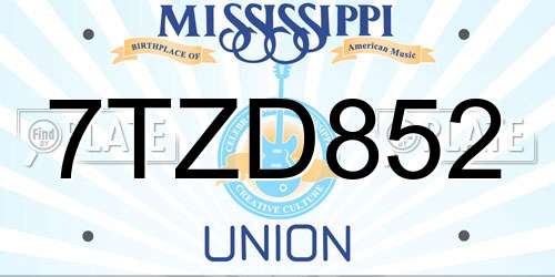 7TZD852 Mississippi License Plate