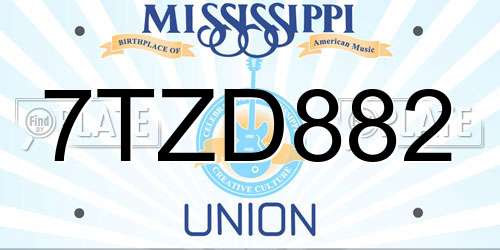 7TZD882 Mississippi License Plate