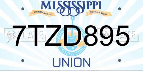 7TZD895 Mississippi License Plate