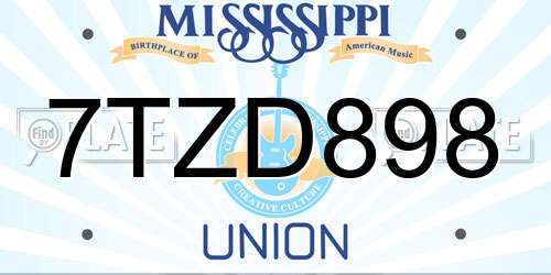 7TZD898 Mississippi License Plate