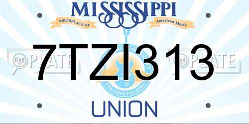 7TZI313 Mississippi License Plate
