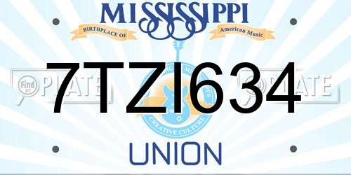 7TZI634 Mississippi License Plate