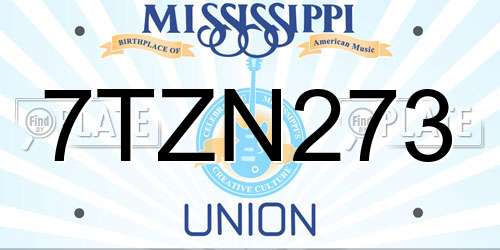 7TZN273 Mississippi License Plate