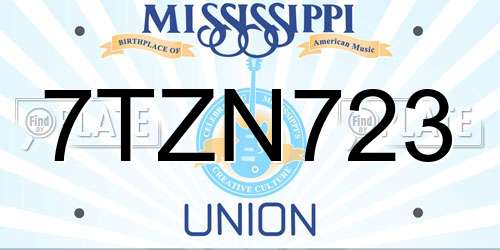 7TZN723 Mississippi License Plate