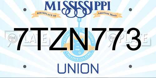7TZN773 Mississippi License Plate