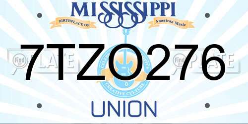 7TZO276 Mississippi License Plate