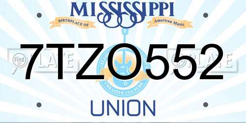 7TZO552 Mississippi License Plate