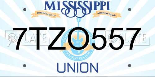 7TZO557 Mississippi License Plate