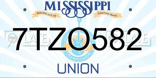 7TZO582 Mississippi License Plate