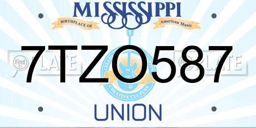 7TZO587 Mississippi License Plate