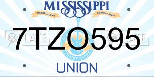 7TZO595 Mississippi License Plate