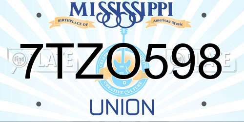 7TZO598 Mississippi License Plate