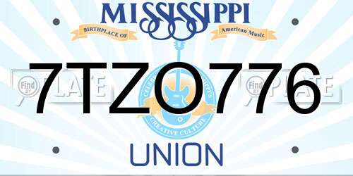 7TZO776 Mississippi License Plate