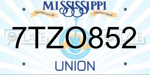 7TZO852 Mississippi License Plate