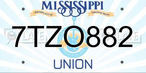 7TZO882 Mississippi License Plate