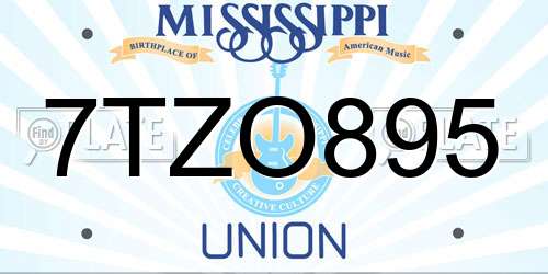 7TZO895 Mississippi License Plate