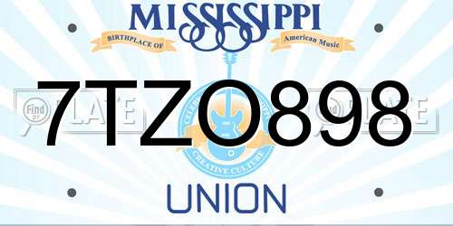 7TZO898 Mississippi License Plate