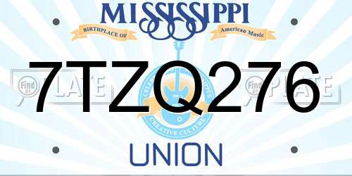 7TZQ276 Mississippi License Plate