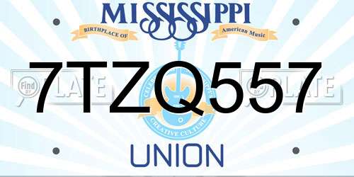 7TZQ557 Mississippi License Plate